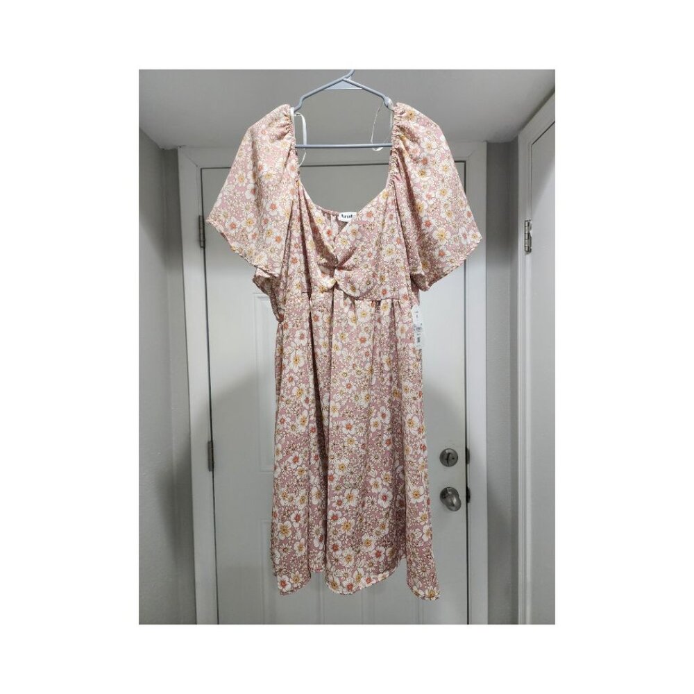 Arula Pink and Cream Floral Babydoll Dress